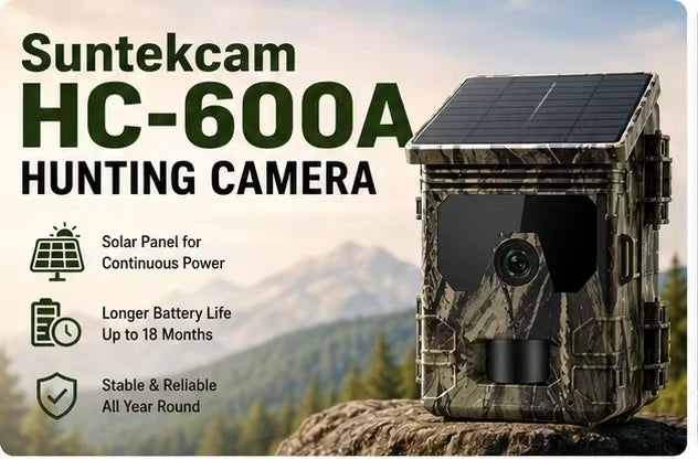 Câmara de Trilha Vigilância Armadilha Fotográfica 4K Ultra HD Suntekcam HC-600A — 50MP, Disparo 0.2s e Visão Noturna Invisível