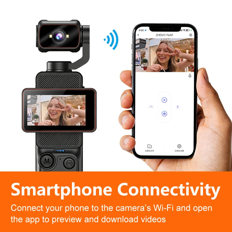 OnePlus 2K Handheld Pocket Action Camera With HD Rotating Screen Image Stabilization Photo Video Recording Wi-Fi Transfer