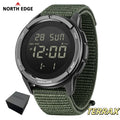 Relógio Digital Tático NORTH EDGE TERRAX — Ultraleve (43g), Resistente à Água 50M e Bracelete em Nylon